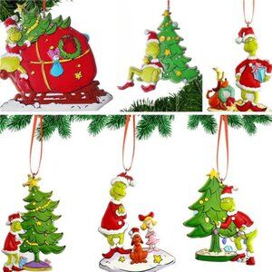 Funny Green Monster Christmas Tree Ornaments Resin Hanging Holiday Decorations